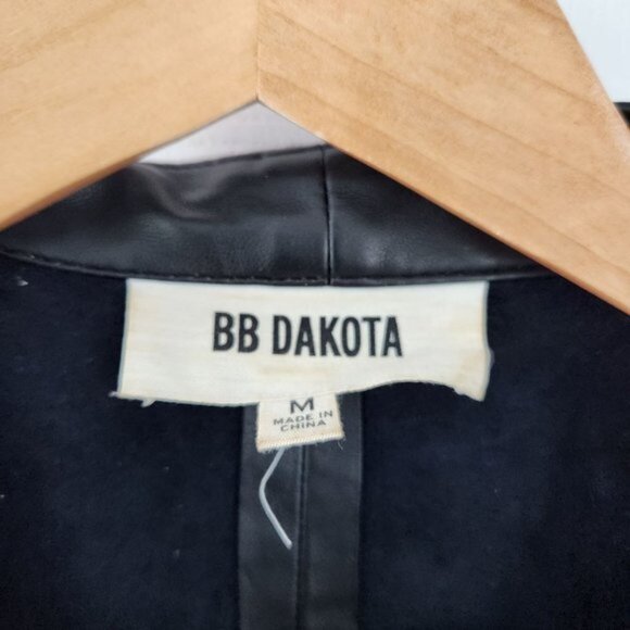 BB Dakota Black Faux Leather Long Sleeve Open Front Jacket - Picture 3 of 10